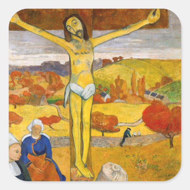 Paul Gauguin - The Yellow Christ Square Sticker (Front)