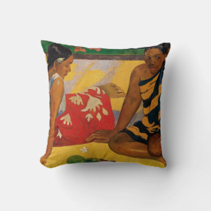 Paul Gauguin Two Women Of Tahiti Parau Api Vintage Cushion