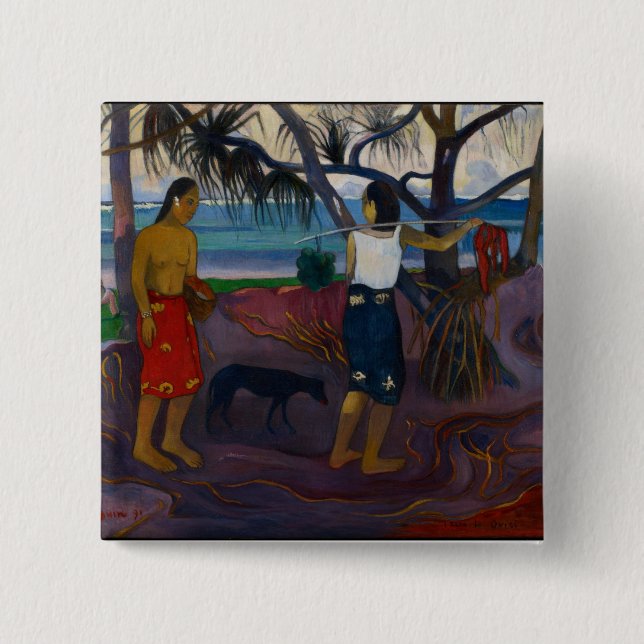 Paul Gauguin | Under the Pandanus, 1891 (oil on ca 15 Cm Square Badge (Front)