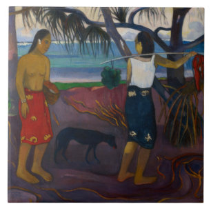 Paul Gauguin - Under the Pandanus Ceramic Tile