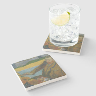Paul Gauguin Vincent van Gogh painting sunflowers  Stone Coaster