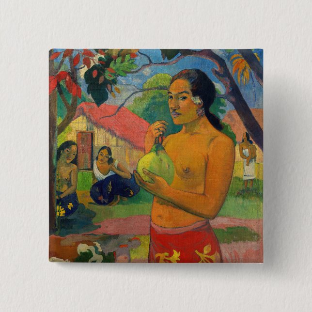 Paul Gauguin - Woman Holding a Fruit 15 Cm Square Badge (Front)