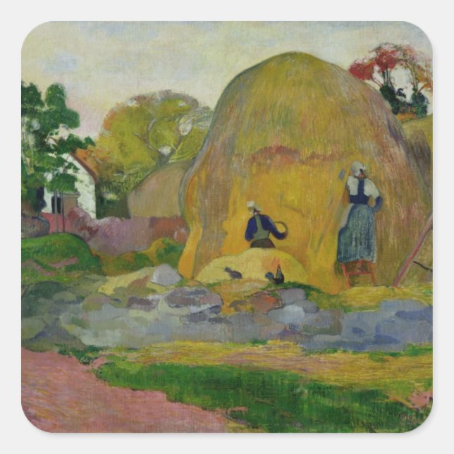 Paul Gauguin | Yellow Haystacks, or Golden Harvest Square Sticker (Front)