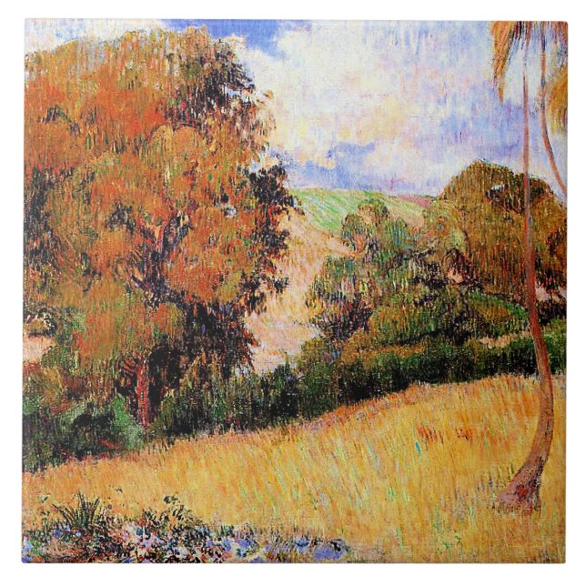 Paul Gauguin's painting, Meadow in Martinique, Ceramic Tile (Front)
