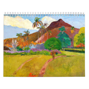 Paul Gauguin's Tahitian Landscape famous painting Calendar