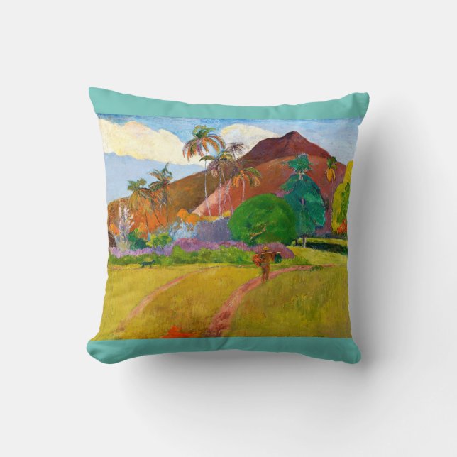 Paul Gauguin's Tahitian Landscape famous painting Cushion (Front)