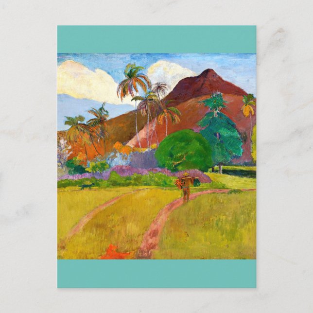 Paul Gauguin's Tahitian Landscape famous painting Postcard (Front)