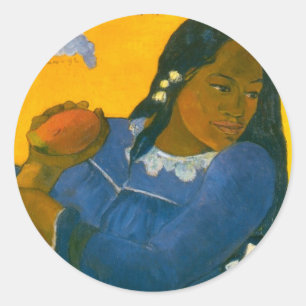 Paul Gauguin's Woman with a Mango (1892) Classic Round Sticker