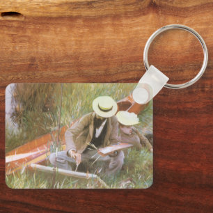 Paul Helleu Sketching with His Wife by JS Sargent Key Ring