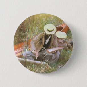 Paul Helleu Sketching with His Wife by Sargent 6 Cm Round Badge