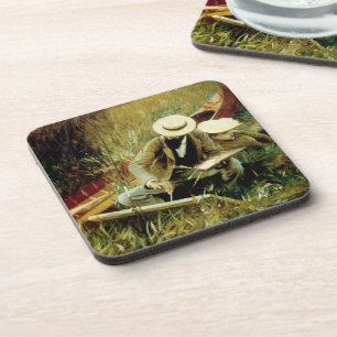 Paul Helleu Sketching with his Wife Coaster