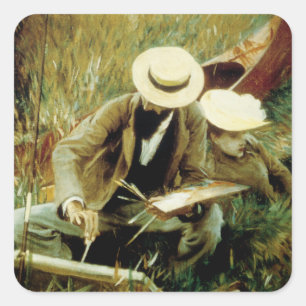 Paul Helleu Sketching with his Wife Square Sticker