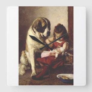 Paul Hermann Wagner: Best Friends Victorian Art Square Wall Clock