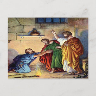 paul in jail at philippi postcard