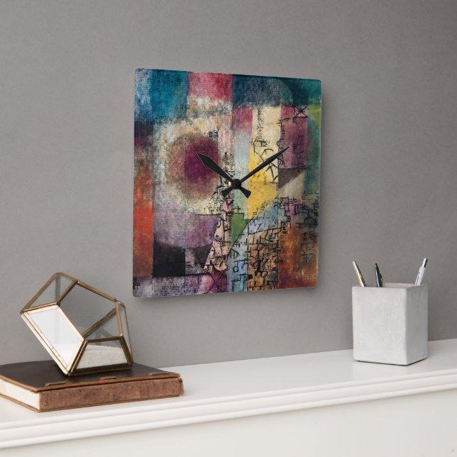 Paul Klee Abstract Art Cubism  Square Wall Clock (Office)