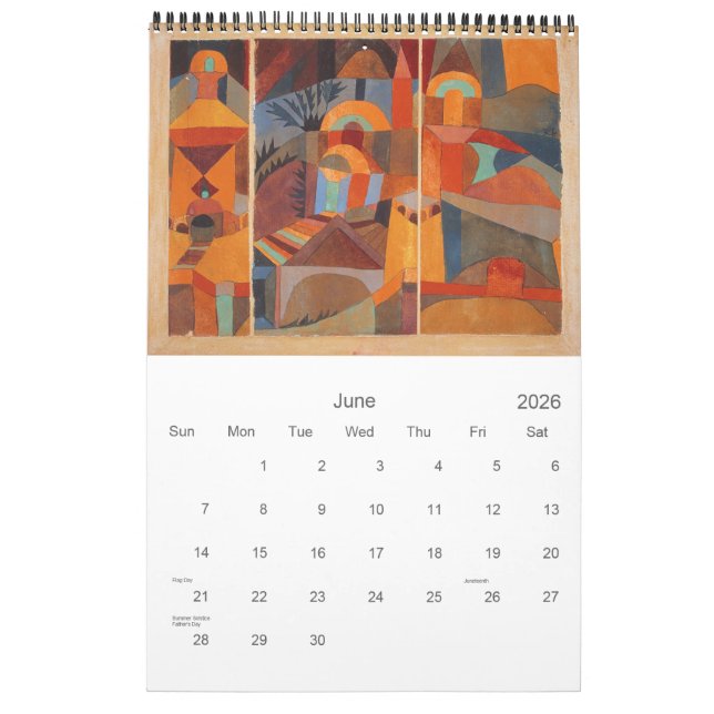 Paul Klee Abstract Geometric Calendar (Jun 2026)