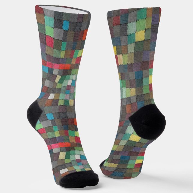 Paul Klee Abstract Mosaic Grid - Fine Art Socks (Angled)
