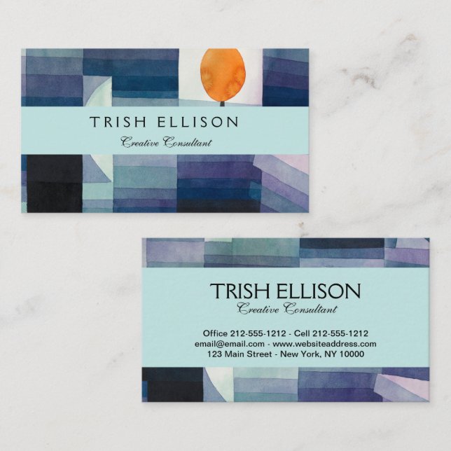 Paul Klee Abstract Tree Blue Painting Business Card (Front/Back)