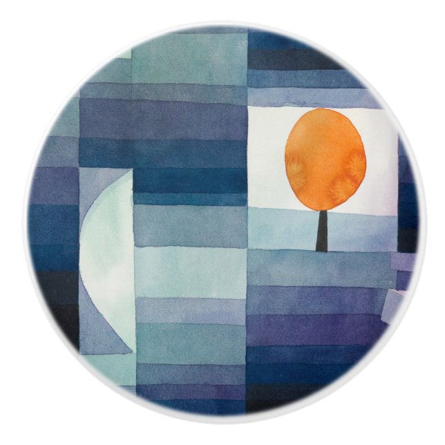 Paul Klee Abstract Tree Blue Painting Ceramic Knob (Front)