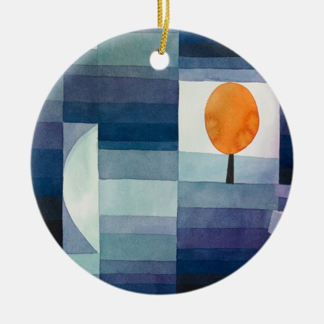 Paul Klee Abstract Tree Blue Painting Ceramic Ornament (Front)