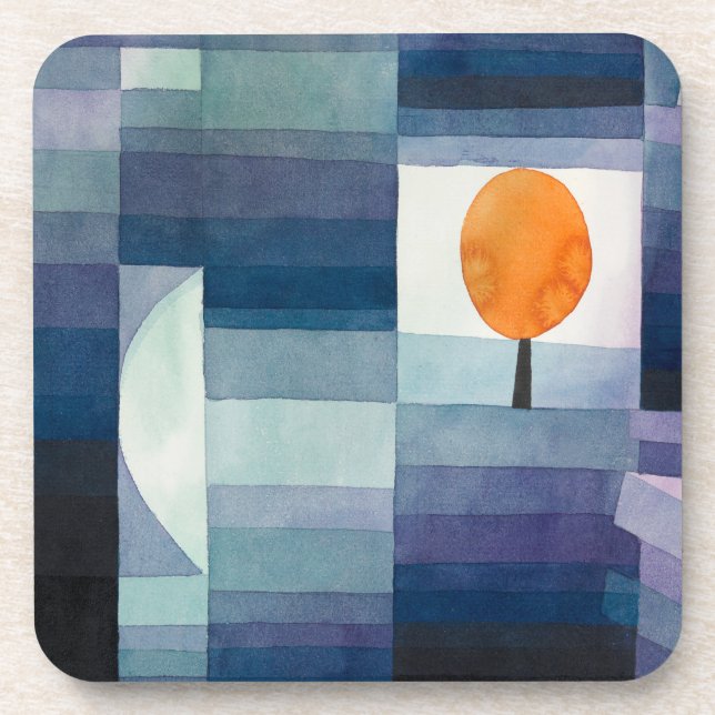 Paul Klee Abstract Tree Blue Painting Coaster (Front)