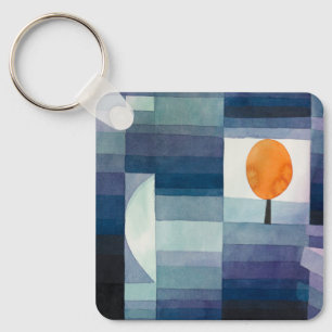Paul Klee Abstract Tree Blue Painting Key Ring