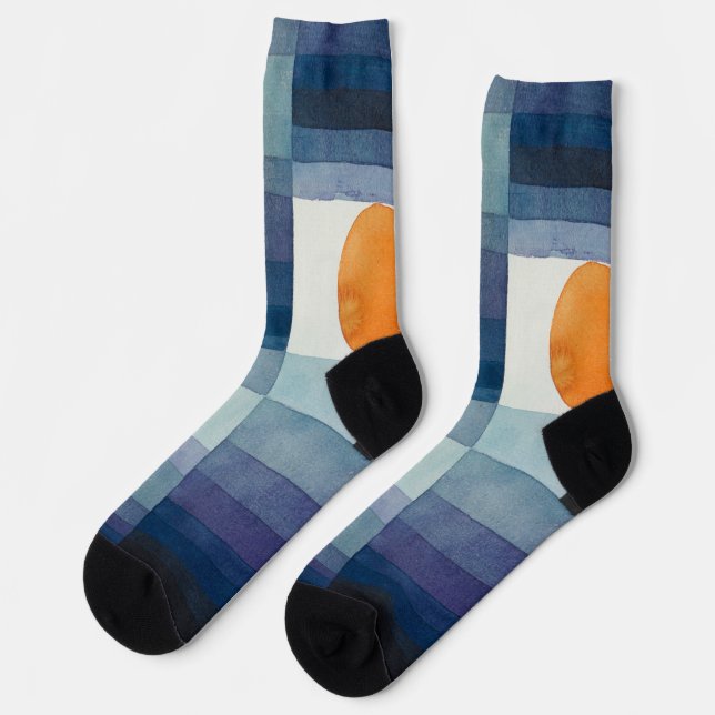 Paul Klee Abstract Tree Blue Painting Socks (Left)