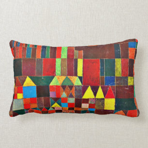 Paul Klee art: Castle and Sun, Klee painting Lumbar Cushion