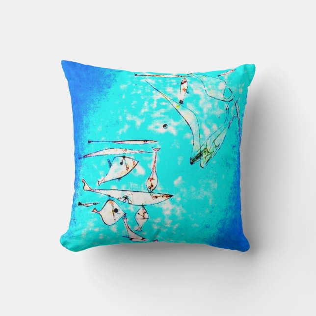 Paul Klee art: Fish Image, paintiing by Klee Cushion (Front)