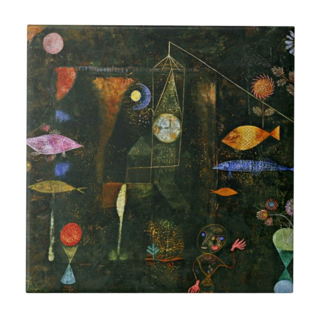 Paul Klee art: Fish Magic, famous Klee painting Ceramic Tile (Front)