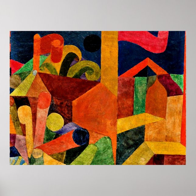 Paul Klee art, Landscape with Flags Poster (Front)
