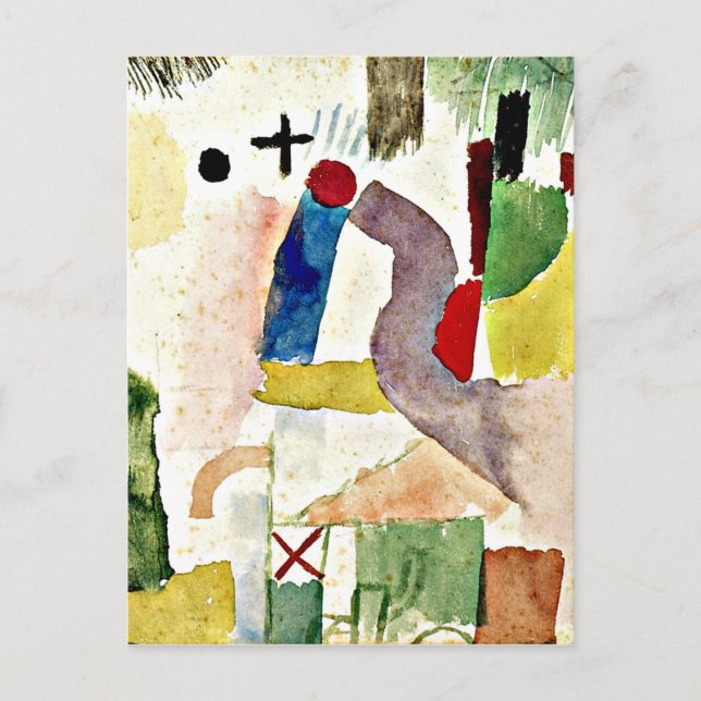 Paul Klee art - Pathetic Watercolor, Red Postcard (Front)