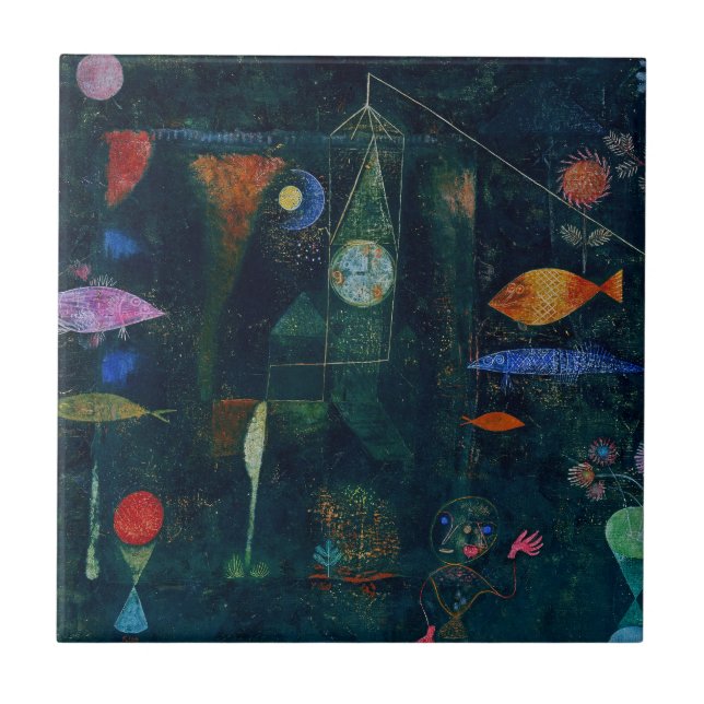 Paul Klee Fish Magic Abstract Painting Graphic Art Ceramic Tile (Front)