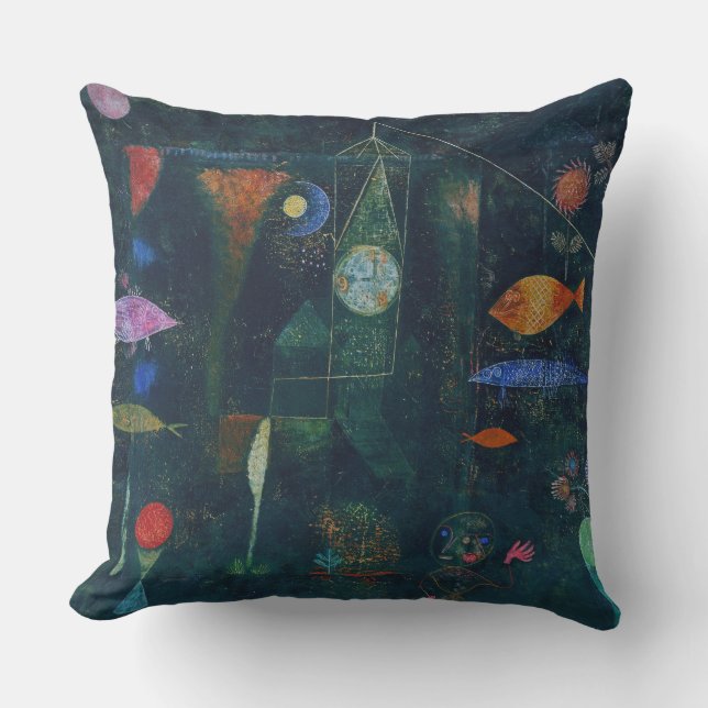Paul Klee Fish Magic Abstract Painting Graphic Art Cushion (Front)