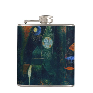 Paul Klee Fish Magic Abstract Painting Graphic Art Hip Flask