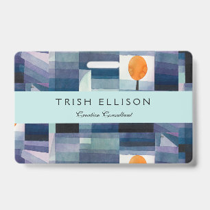 Paul Klee Harbinger of Autumn Blue Modern Abstract ID Badge