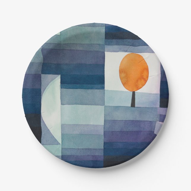 Paul Klee Harbinger of Autumn Blue Modern Abstract Paper Plate (Front)