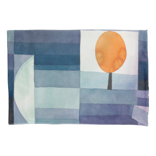 Paul Klee Harbinger of Autumn Blue Modern Abstract Pillowcase