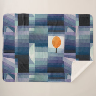 Paul Klee Harbinger of Autumn Blue Modern Abstract Sherpa Blanket