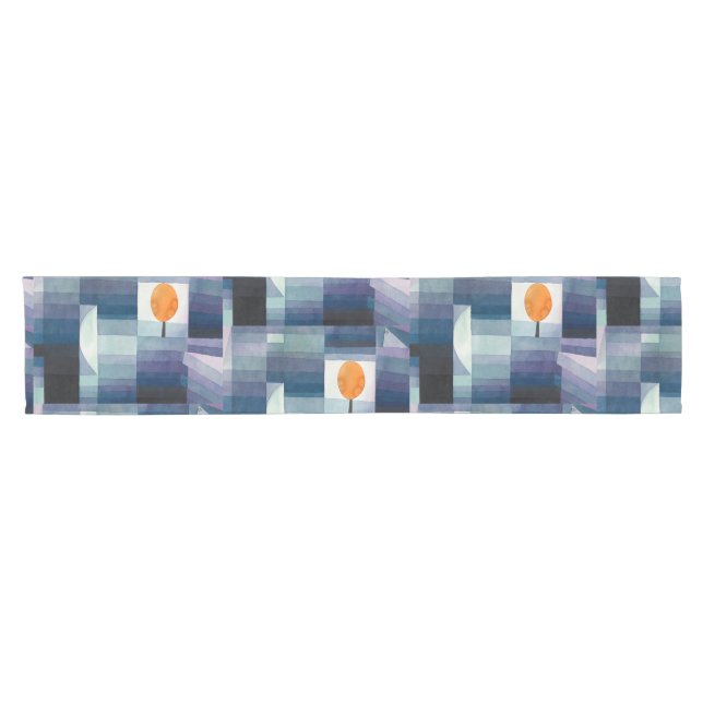 Paul Klee Harbinger of Autumn Blue Modern Abstract Short Table Runner (Horizontal)