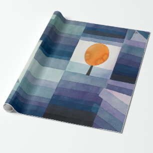Paul Klee Harbinger of Autumn Blue Modern Abstract Wrapping Paper