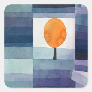 Paul Klee Harbinger of Autumn. Vintage blue art Square Sticker