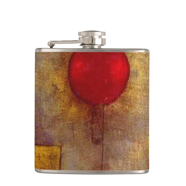 Paul Klee Red Balloon Abstract Colourful Art  Hip Flask (Front)