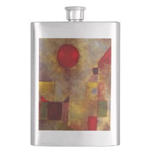 Paul Klee Red Balloon Abstract Colourful Art Hip Flask