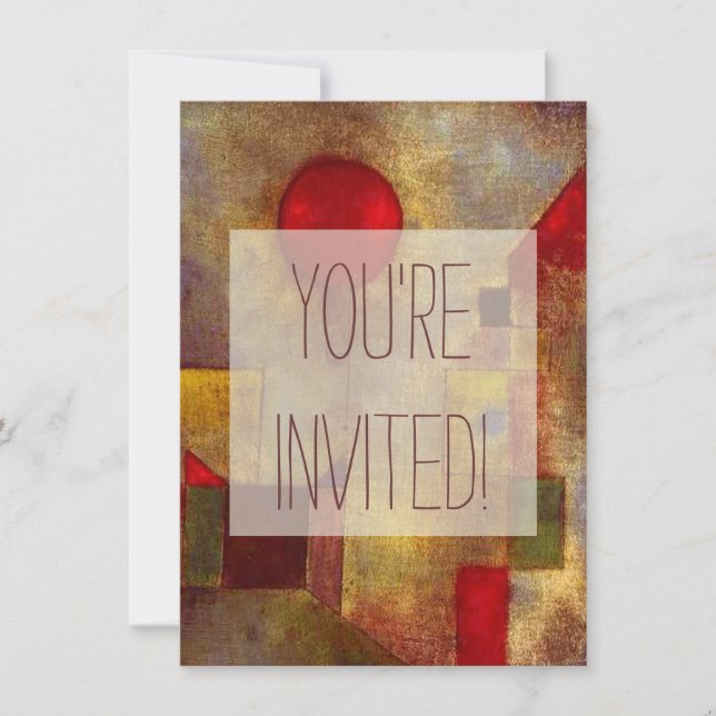 Paul Klee Red Balloon Abstract Colourful Art  Invitation (Front)