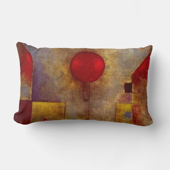 Paul Klee Red Balloon Abstract Colourful Art  Lumbar Cushion (Front)