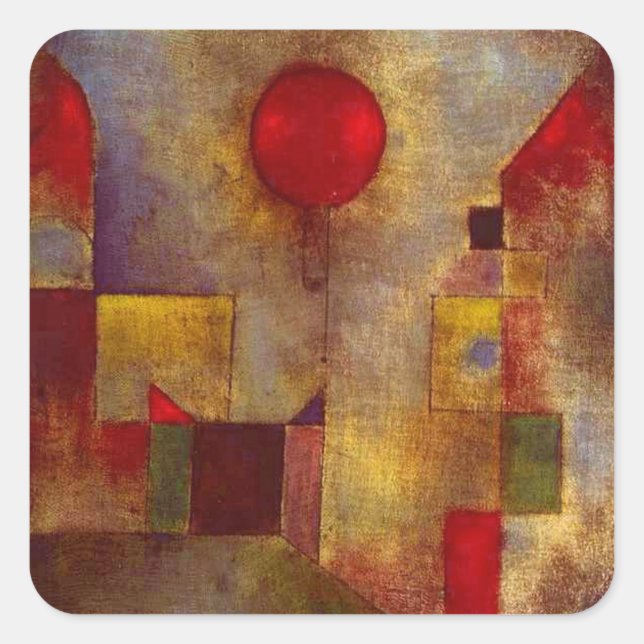 Paul Klee Red Balloon Abstract Colourful Art  Square Sticker (Front)