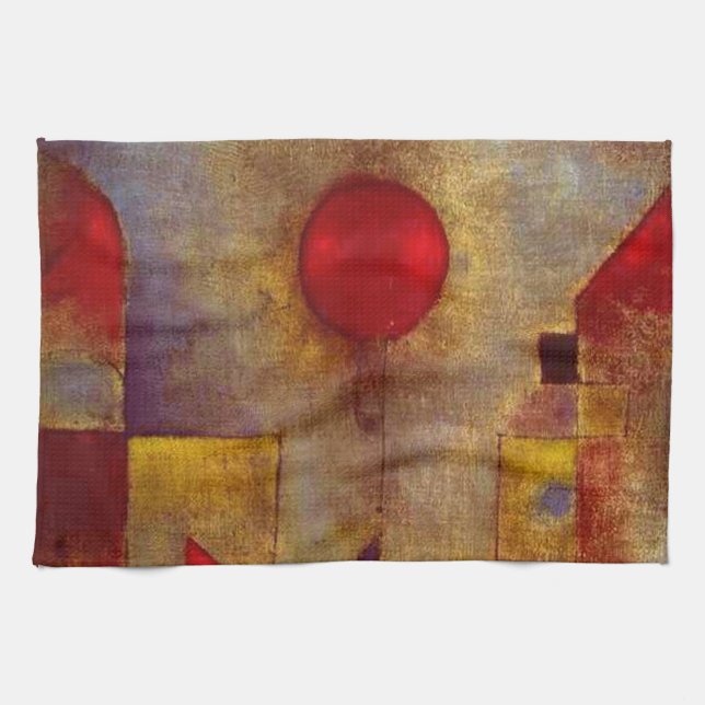 Paul Klee Red Balloon Abstract Colourful Art  Tea Towel (Horizontal)