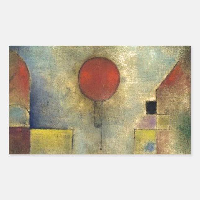 Paul Klee Red Balloon Rectangular Sticker (Front)