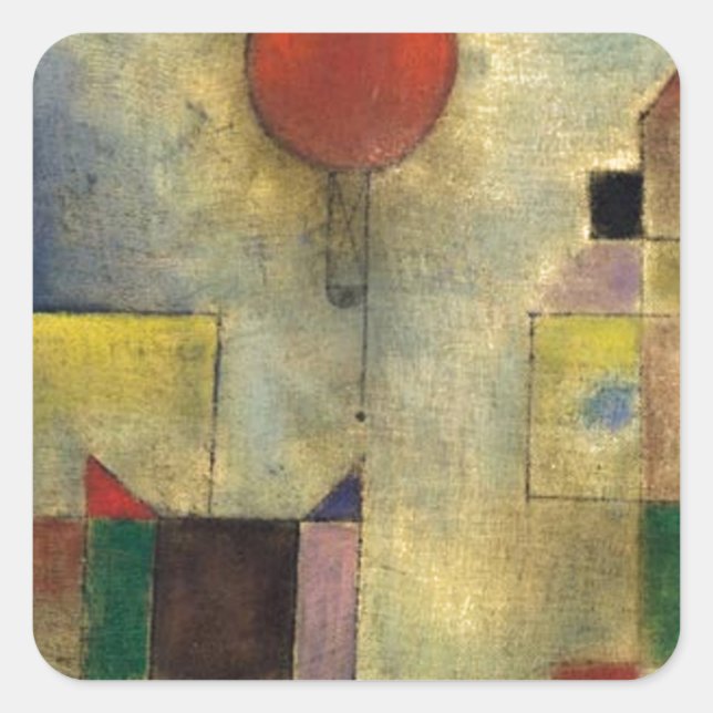 Paul Klee Red Balloon Square Sticker (Front)